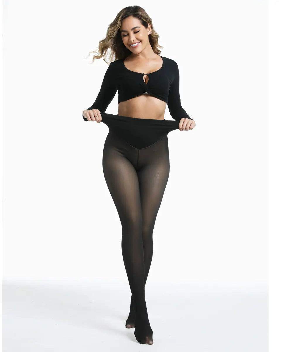 Sheer Illusion Fleece-Lined Tights