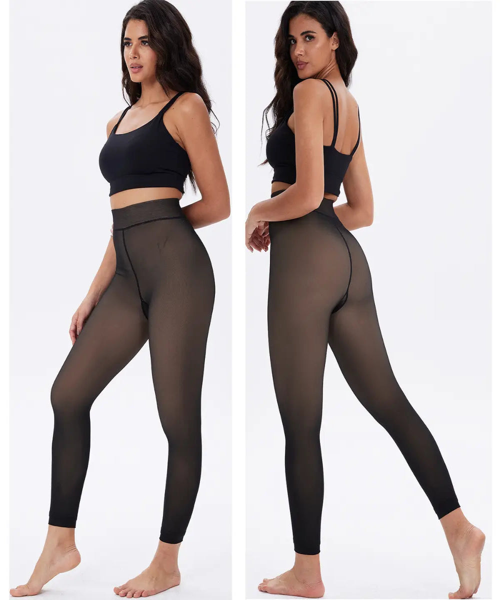 Sheer Illusion Fleece-Lined Tights