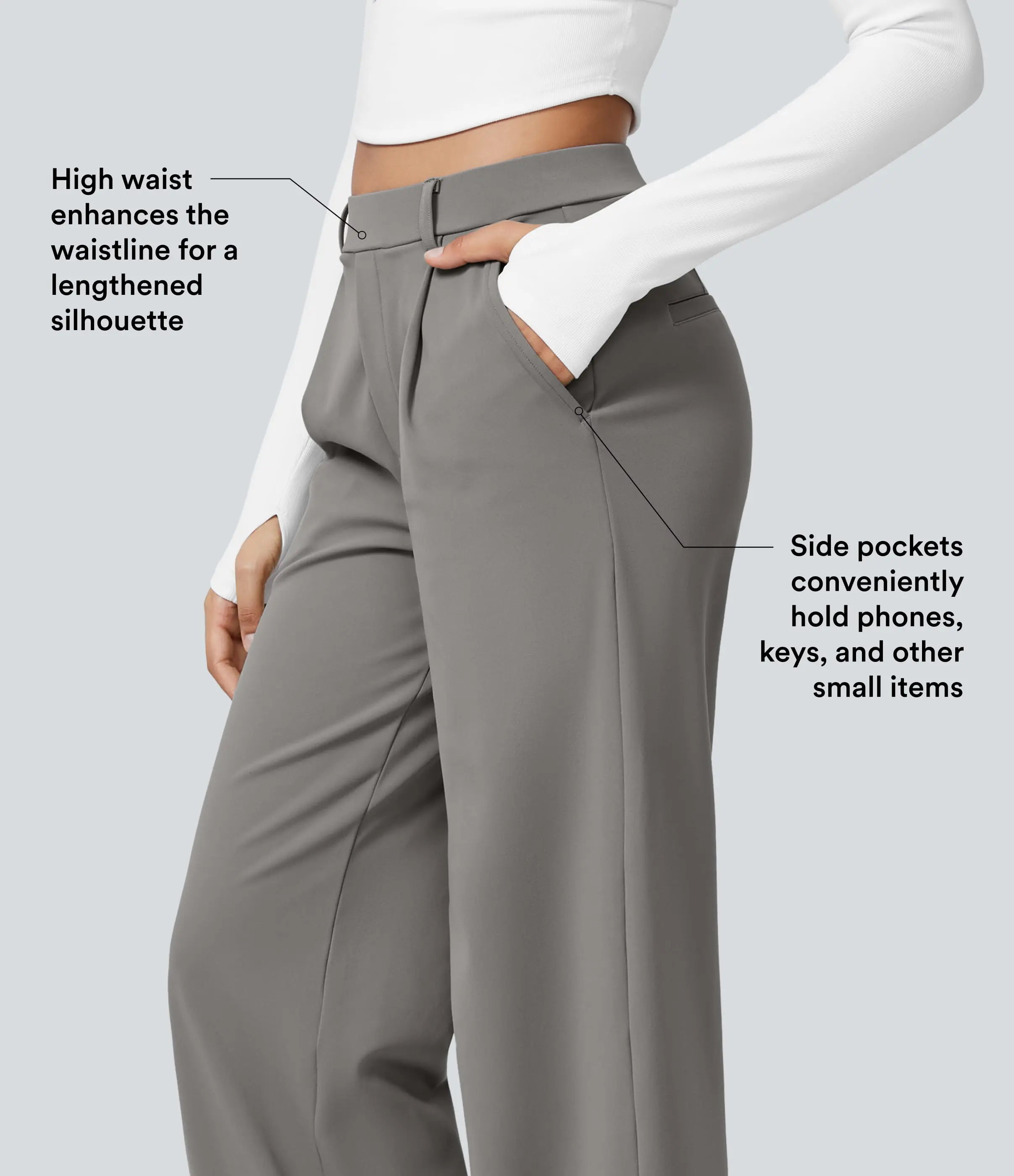 Flex High Waisted Pocket Straight Leg Work Pants