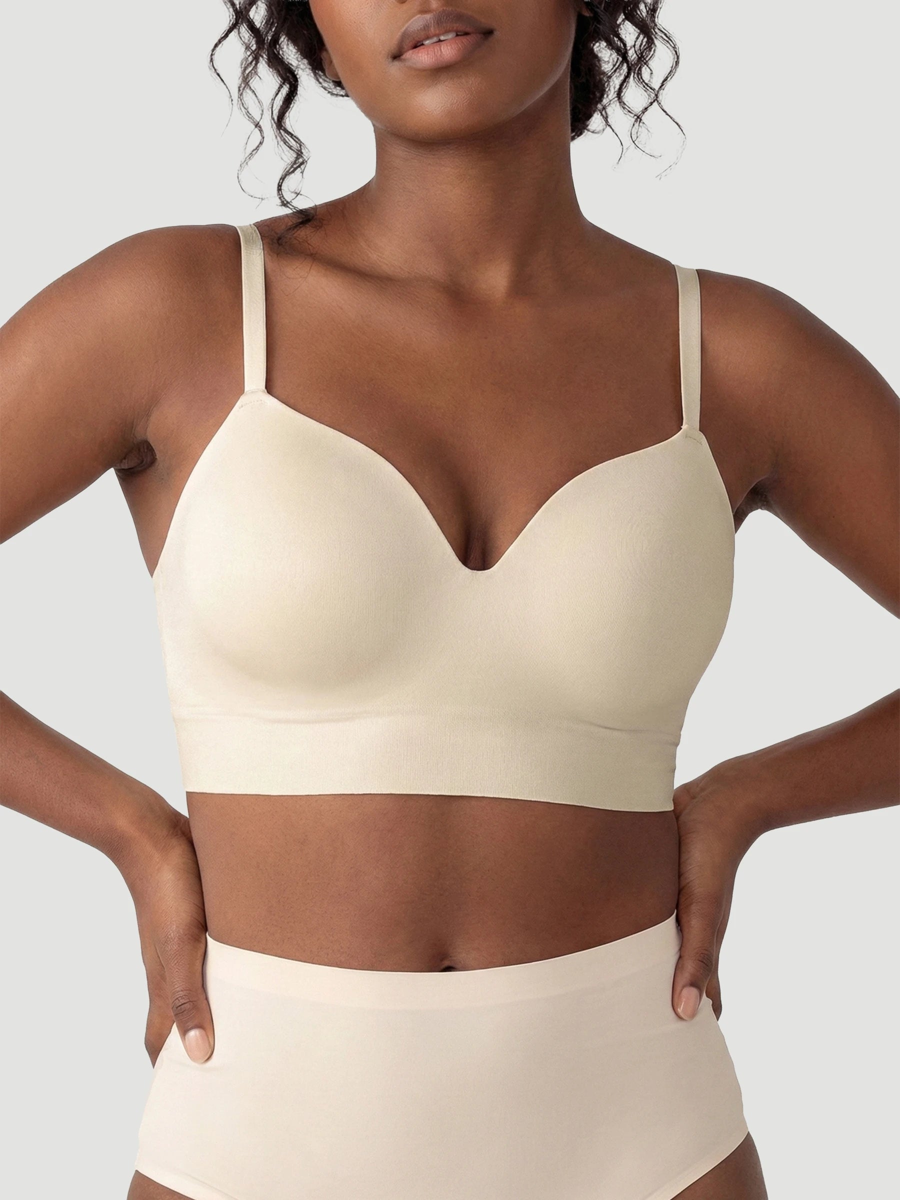 Wireless Seamless Push-Up V-Neck Bra