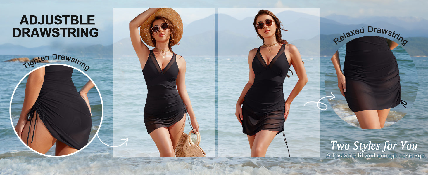 Slimming Mesh Sheer Sarong Wraps Bathing Suit