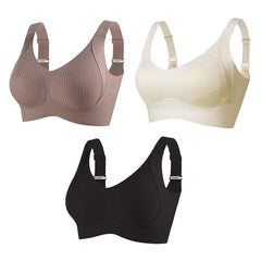 ️Women's Ribbed Push Up Adjustable Wireless Bra
