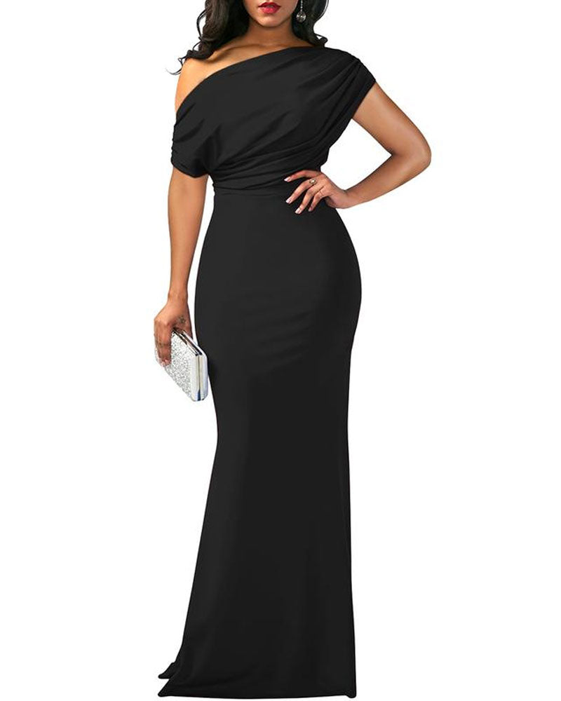 Elegant Sleeveless Off Shoulder Bodycon Long Formal Party Evening Dress