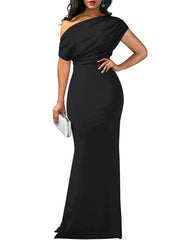 Elegant Sleeveless Off Shoulder Bodycon Long Formal Party Evening Dress