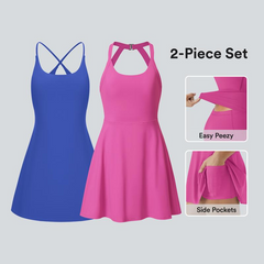 2-Piece Softlyzero Backless Sleeveless Active Dress