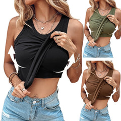 Summer Sexy Ribbed Vest with Built-in Bra