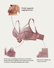 Full Coverage Lace Minimizer Bra - Petal