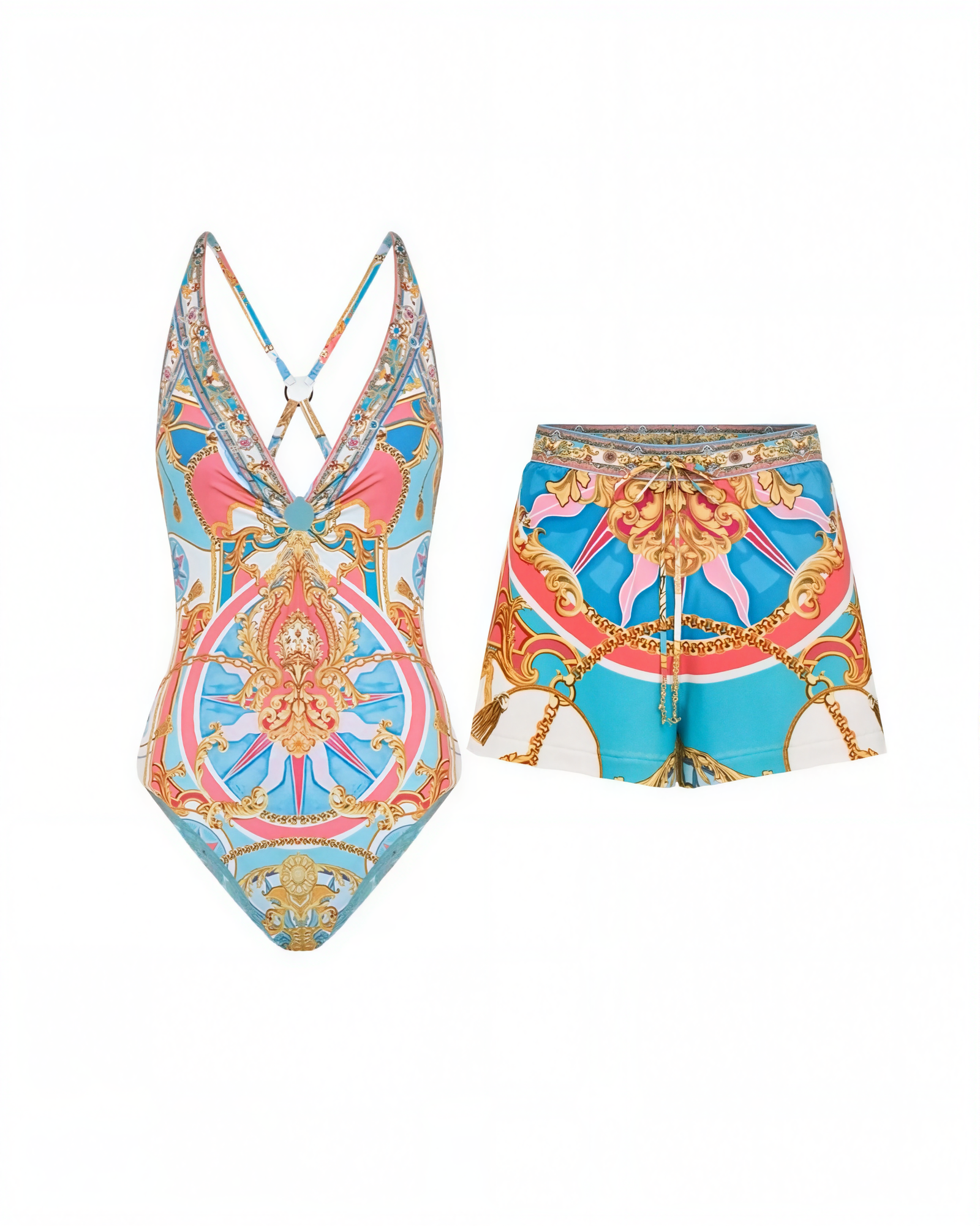 Printed Swimsuit Shorts Set