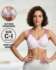Soft Non-padded Unlined Full Coverage Wide Strap Sports Bra