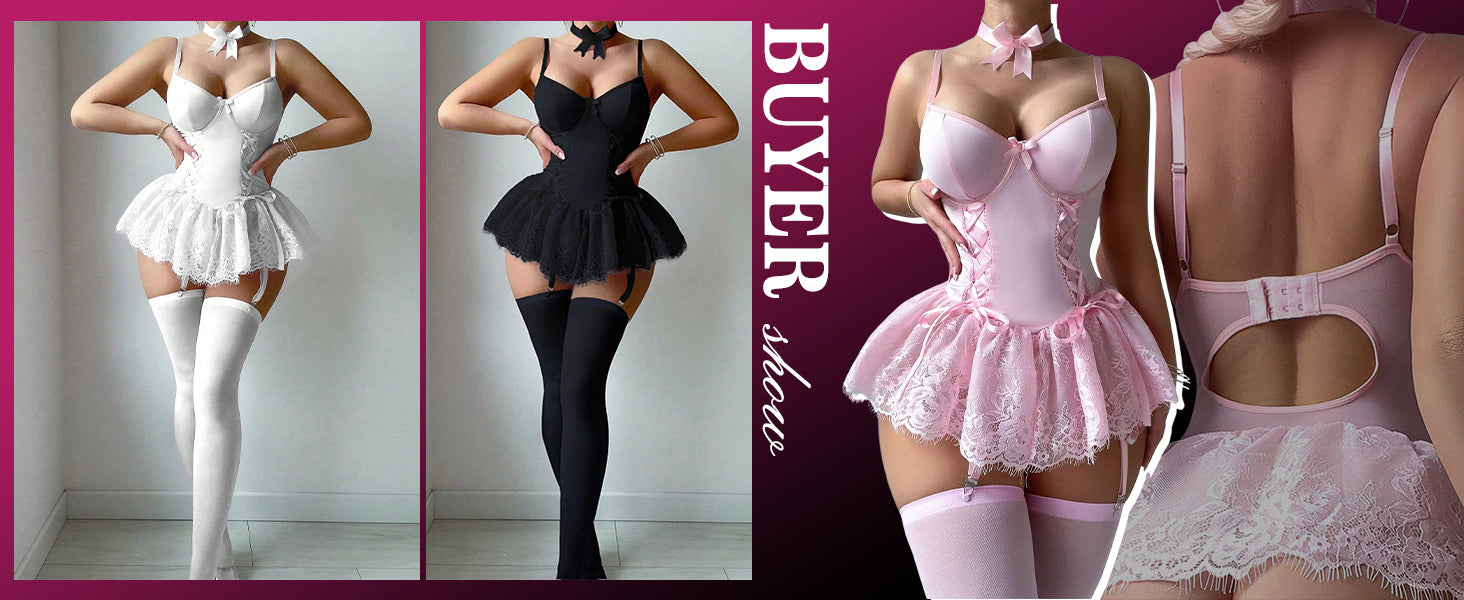 Wedding Season Mature Series Lace Splice Steel Ring Bodycon Sexy Lingerie Dress Suit