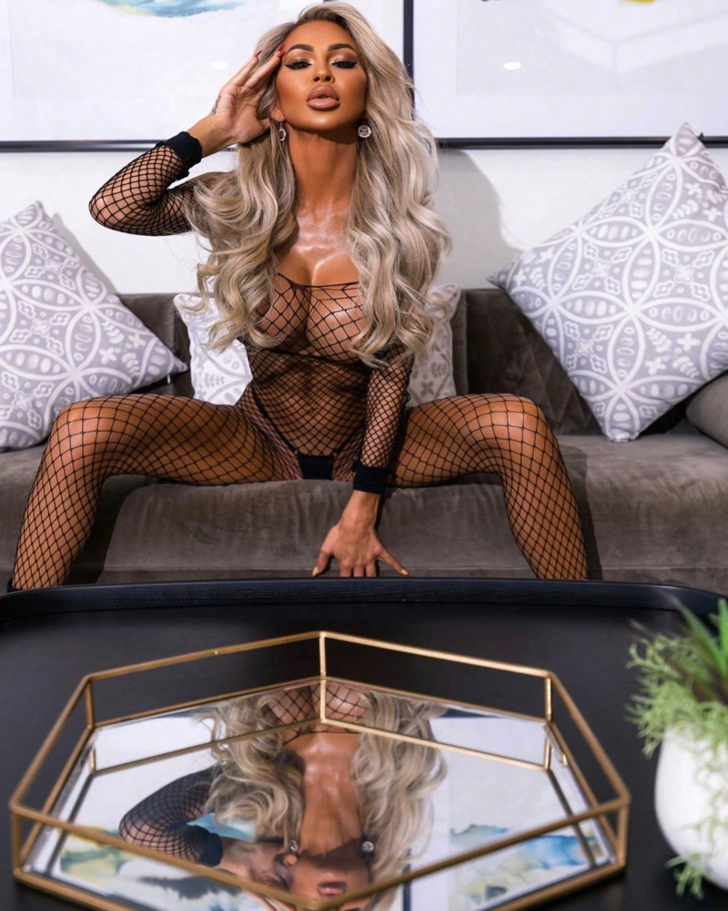 Open Crotch Exposed Breast Bra Mesh Suit