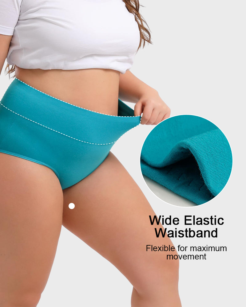 Women's Plus Size Cotton High Waisted Briefs