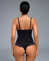 Deep V-Neck Lace Thong Bodysuit - A Stylish, Lightly-Sculpting Statement