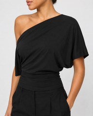 Elengatine Women Off Shoulder Crop Top – Slim Fit Casual Tee