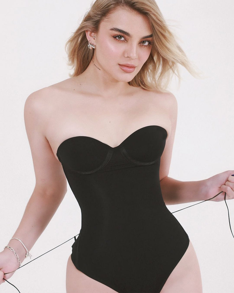 Back Lace-up Bodysuit Thong Seamless Shapewear