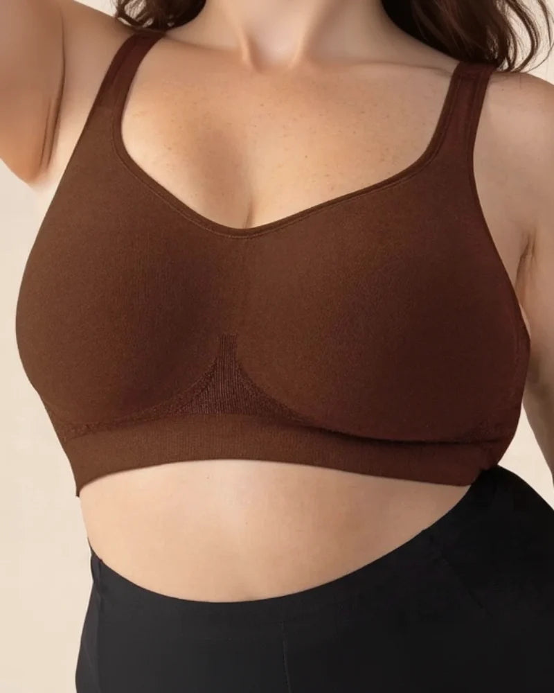 Plus Size Seamless Wireless Bra with Sewn-In Pads for Curvy Women