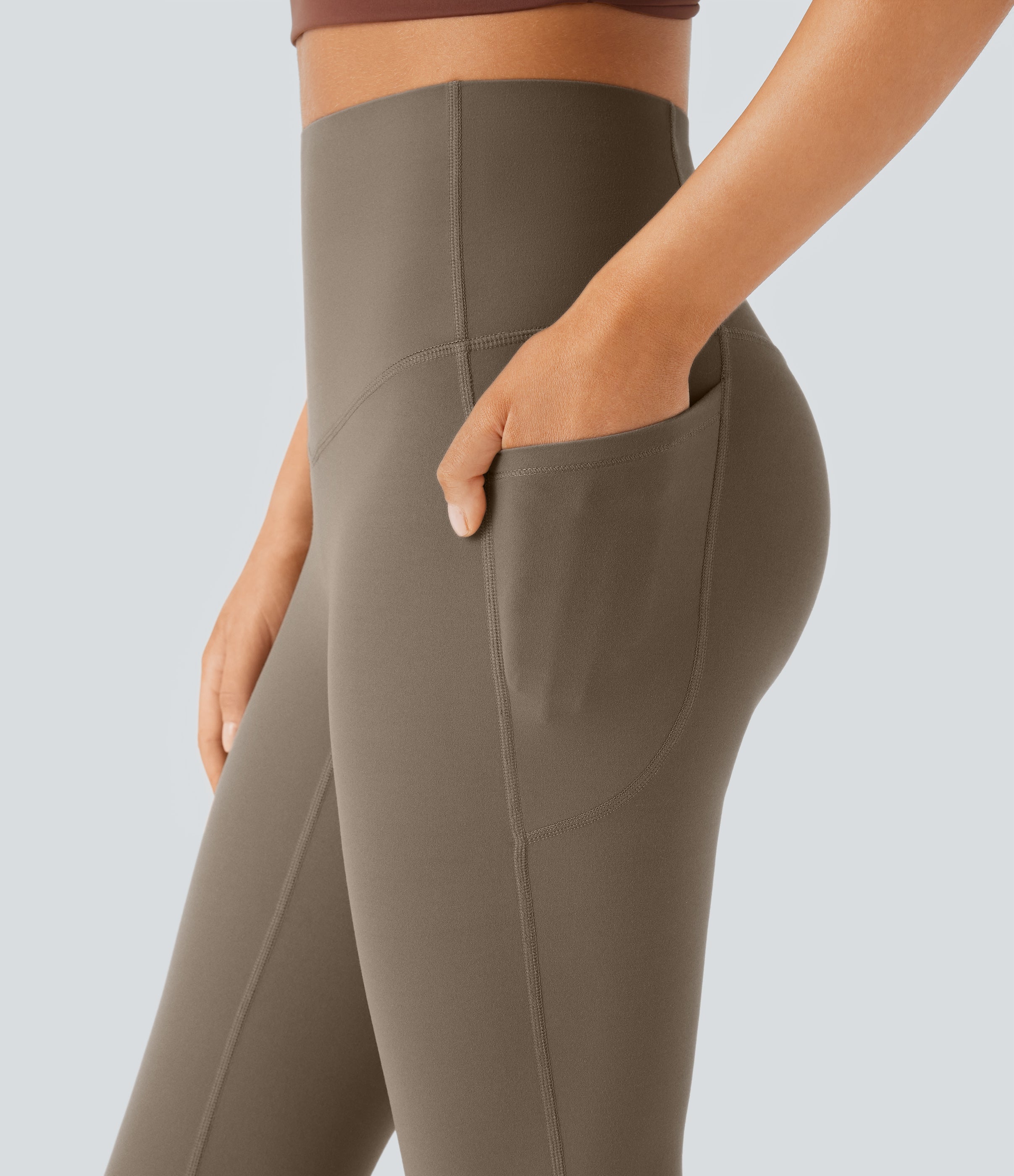 High Waisted Tummy Control Pocket Shaping Yoga Bootcut Leggings