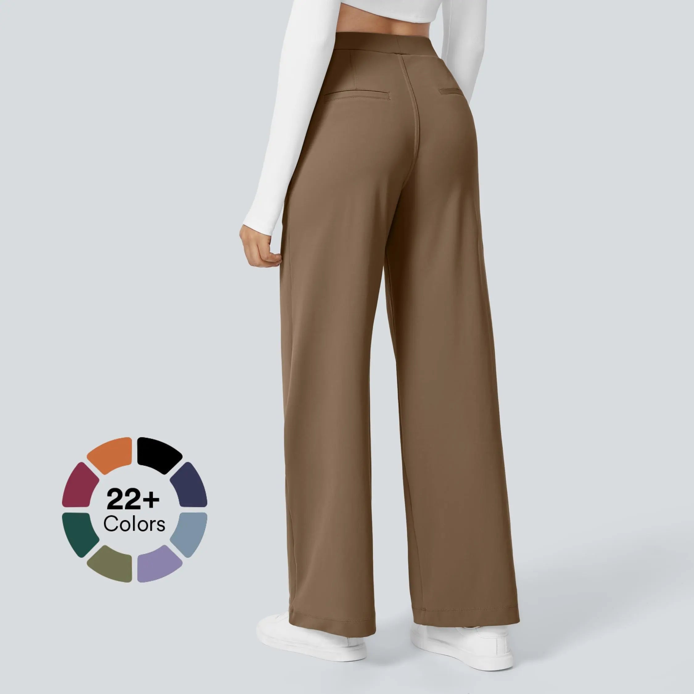 Flex High Waisted Pocket Straight Leg Work Pants