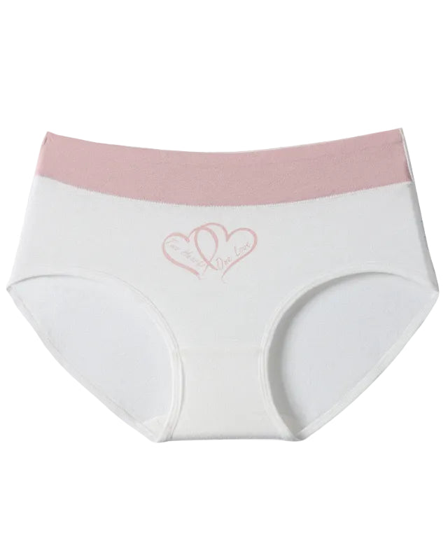Cute Love Print Soft Cotton Stretchy Women's Panties (6 Pack)