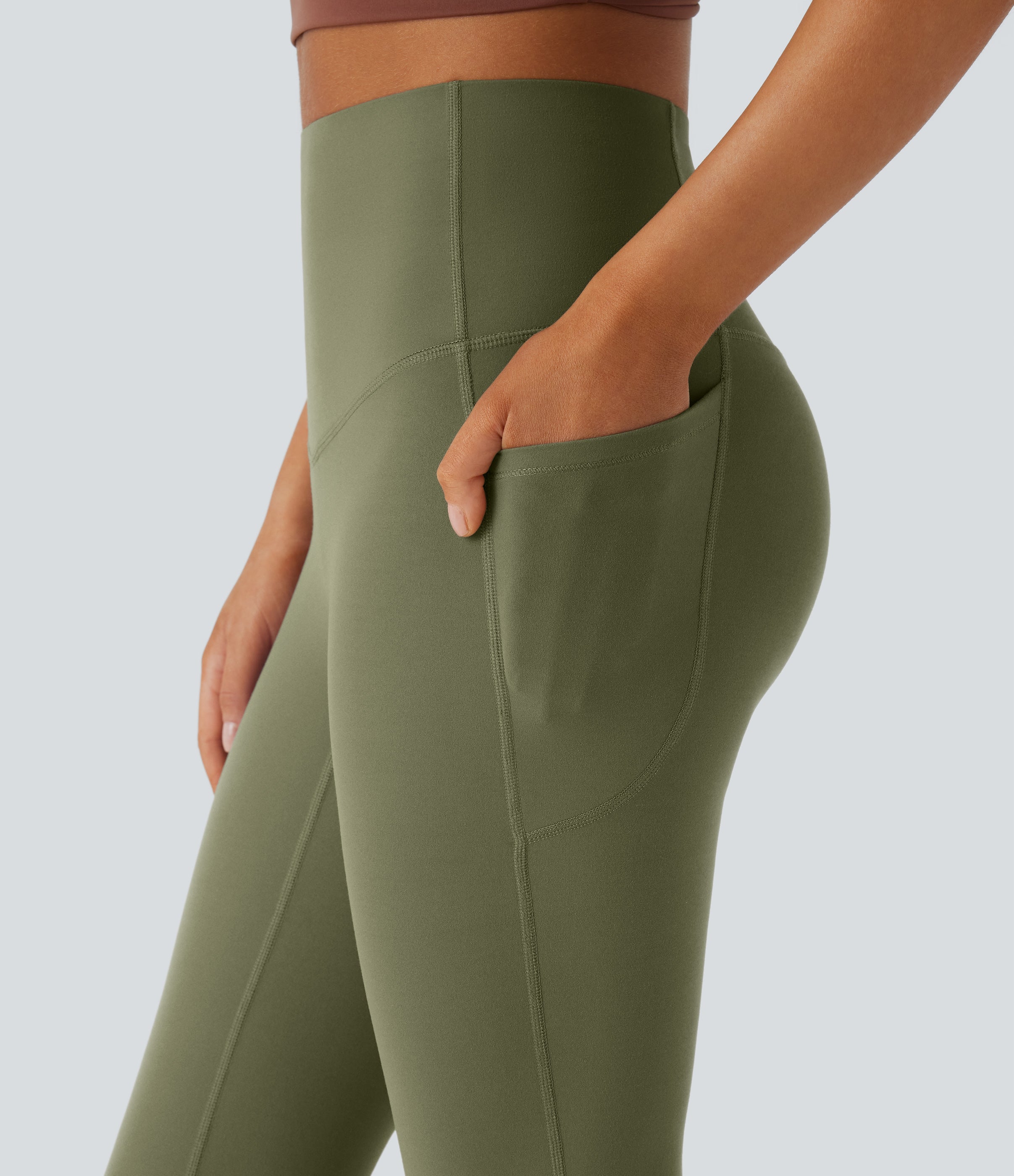 High Waisted Tummy Control Pocket Shaping Yoga Bootcut Leggings