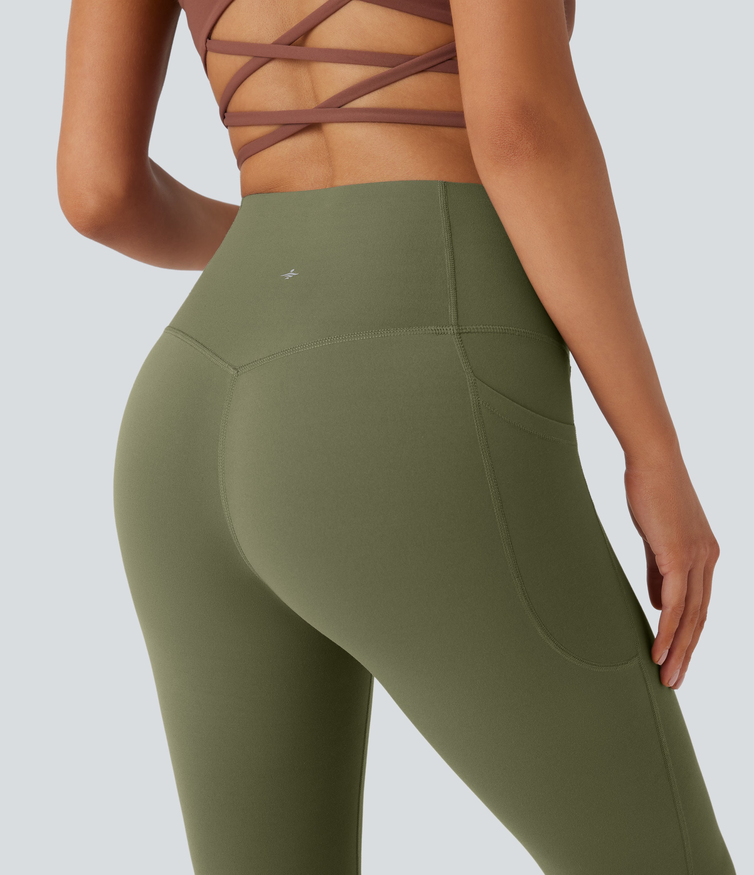 High Waisted Tummy Control Pocket Shaping Yoga Bootcut Leggings