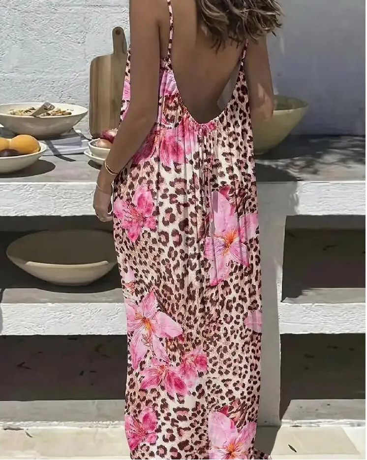 Women's Solid Color Backless Cami Dress