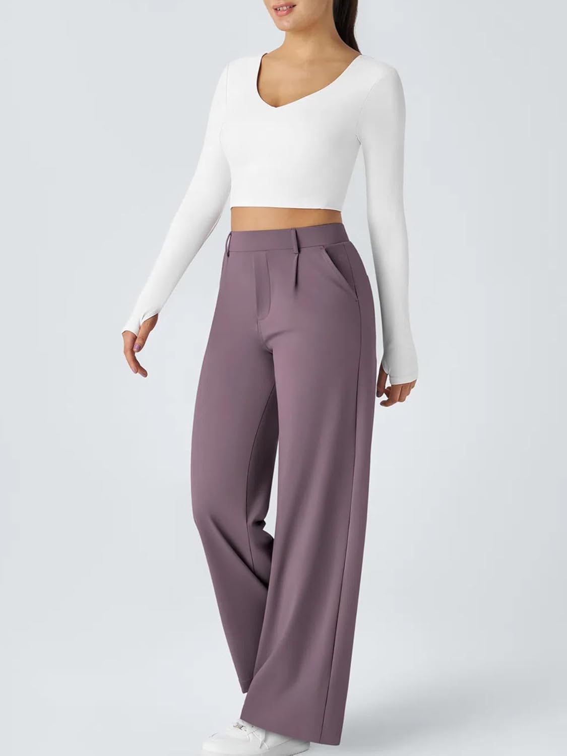High Waisted Pocket Straight Leg Work Pants