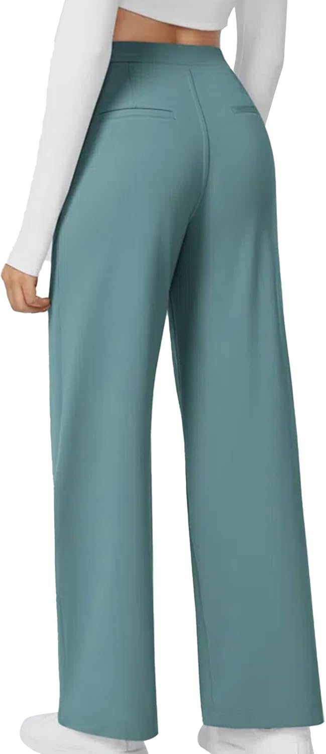 High Waisted Pocket Straight Leg Work Pants