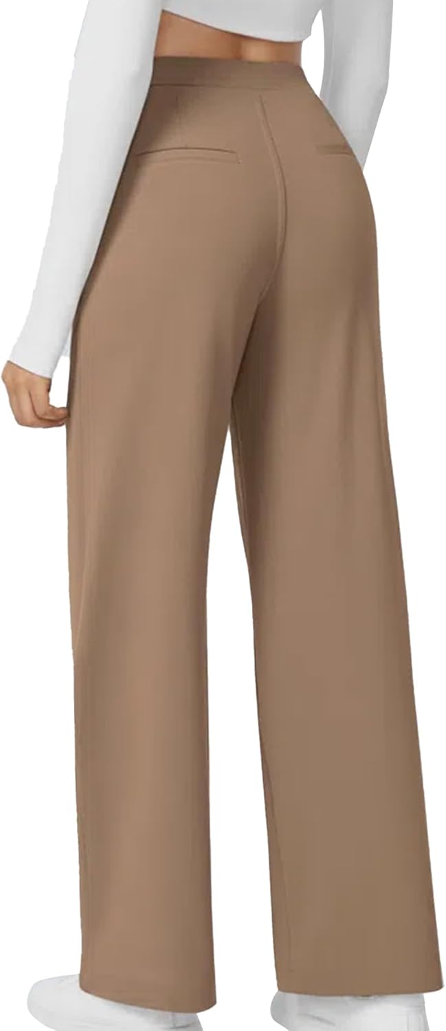 High Waisted Pocket Straight Leg Work Pants
