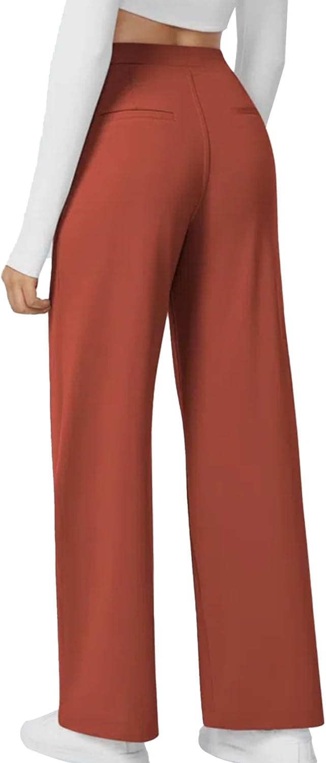 High Waisted Pocket Straight Leg Work Pants