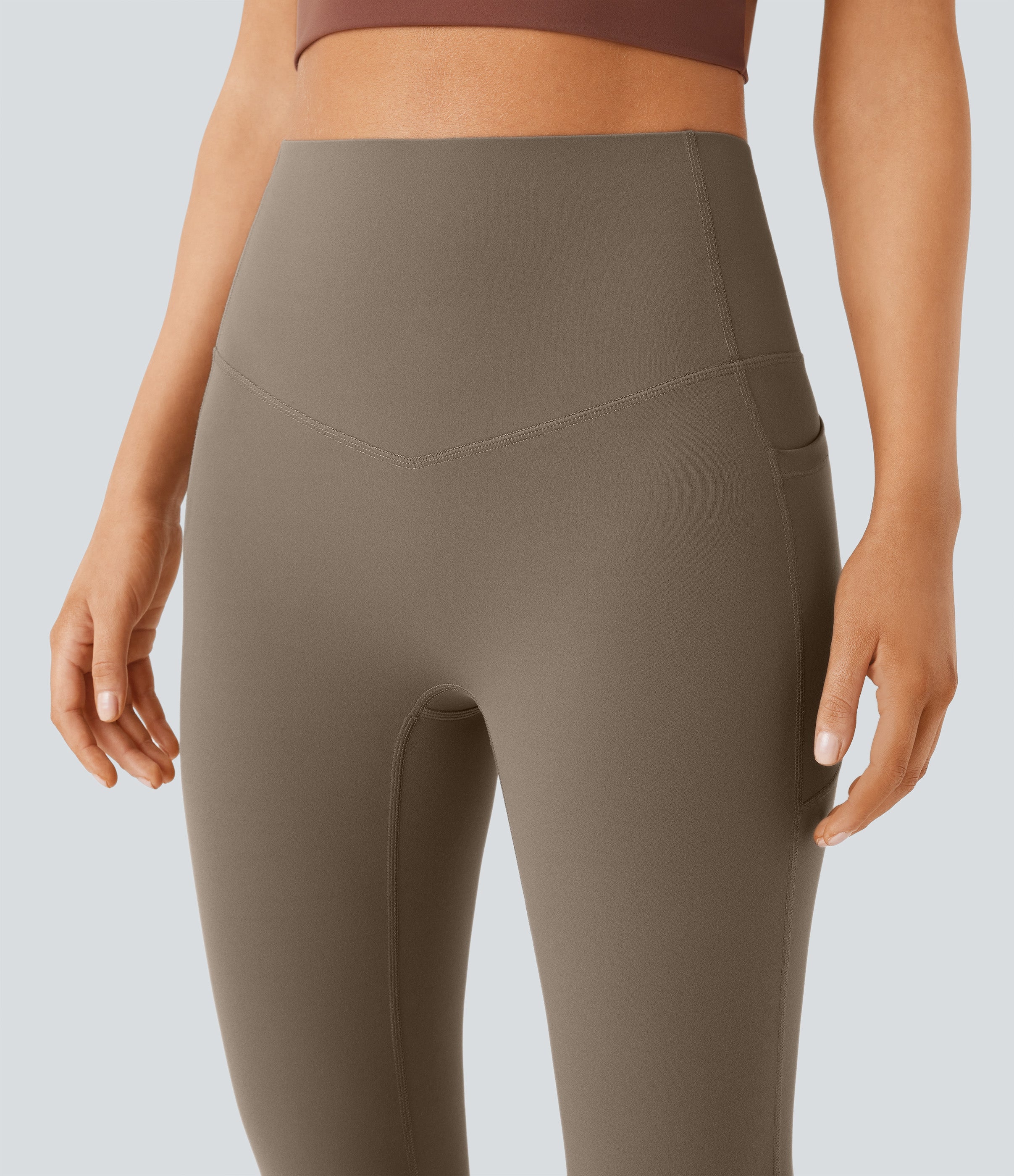 High Waisted Tummy Control Pocket Shaping Yoga Bootcut Leggings