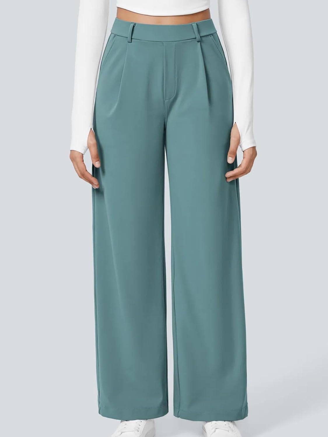 High Waisted Pocket Straight Leg Work Pants