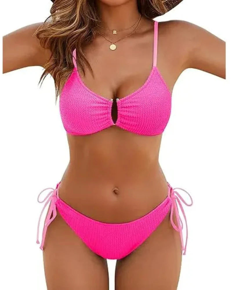 Sexy UWire High Cut Color Block Bikini Set