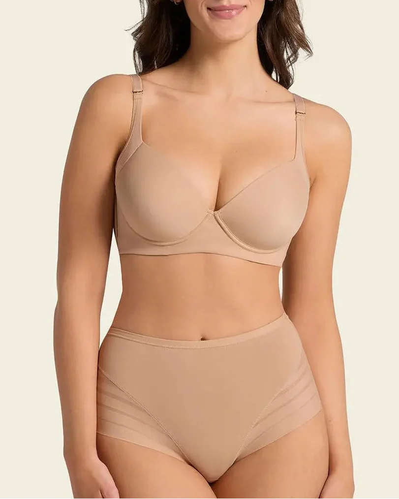 🔥Plus Size Up to 6XL 🔥 High Waisted Invisible Tummy Control Panties - Sheer Stripe Shapewear