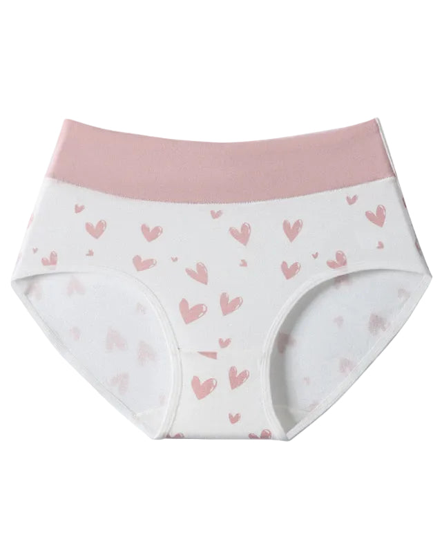 Cute Love Print Soft Cotton Stretchy Women's Panties (6 Pack)