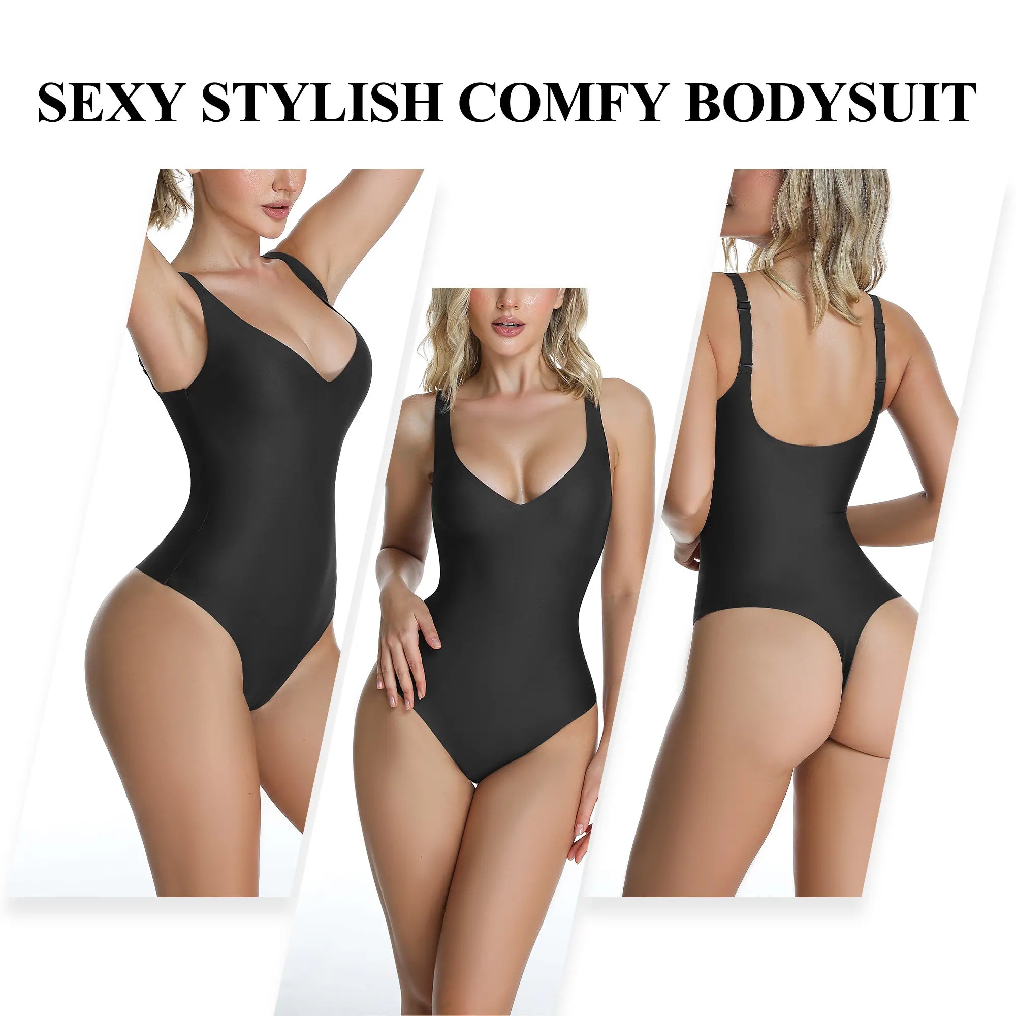Wireless Plunge Thong Bodysuit - Sexy, Comfortable Fit