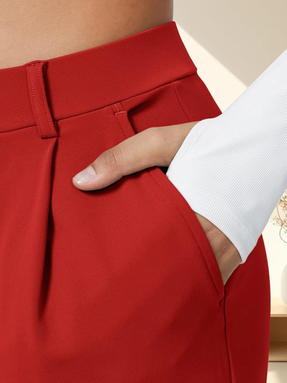 High Waisted Pocket Straight Leg Work Pants