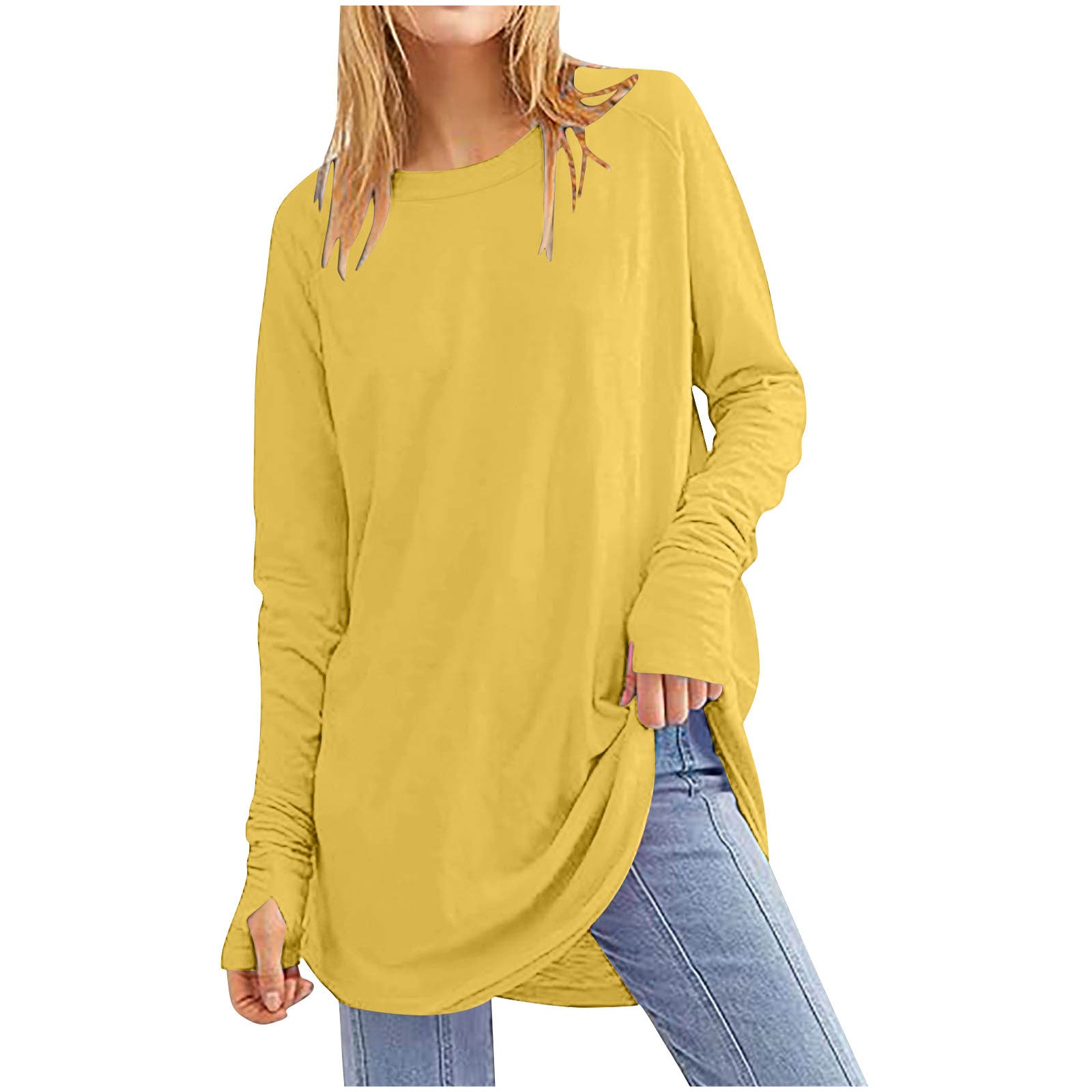 Casual Thumbhole Long Sleeve Top