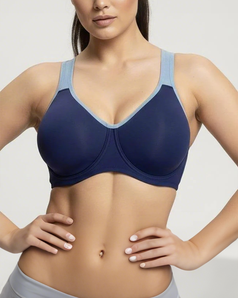 Soft Non-padded Unlined Full Coverage Wide Strap Sports Bra