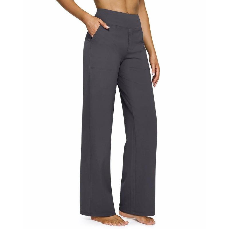 High Waisted Women's Wide Leg Pants with Pockets Business Casual Pants