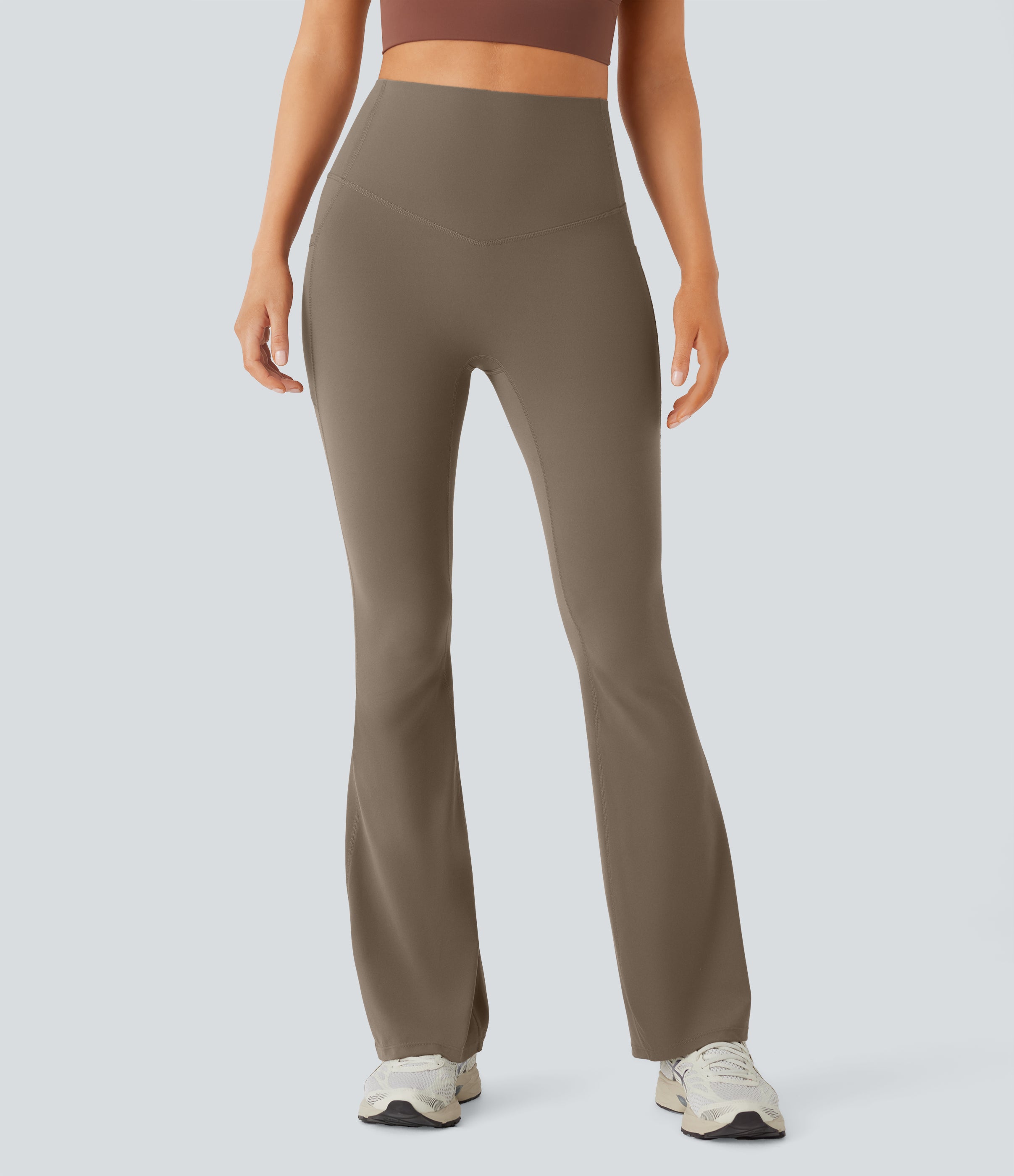 High Waisted Tummy Control Pocket Shaping Yoga Bootcut Leggings