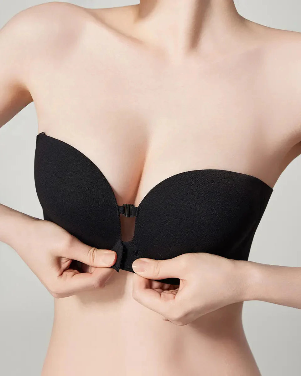 Front Closure Strapless Wireless Support Bra