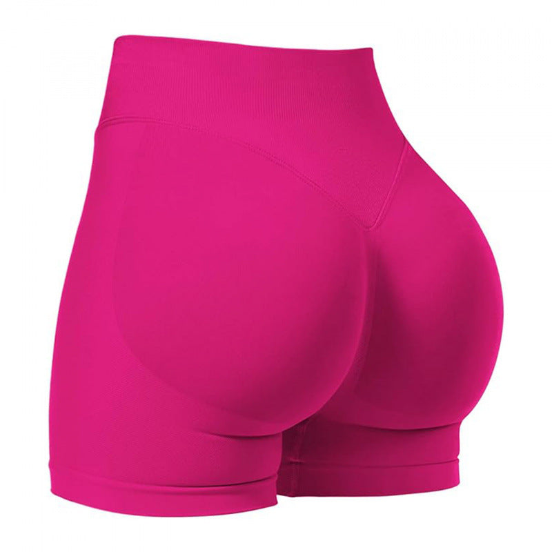 Seamless sports yoga shorts high waist hip lift