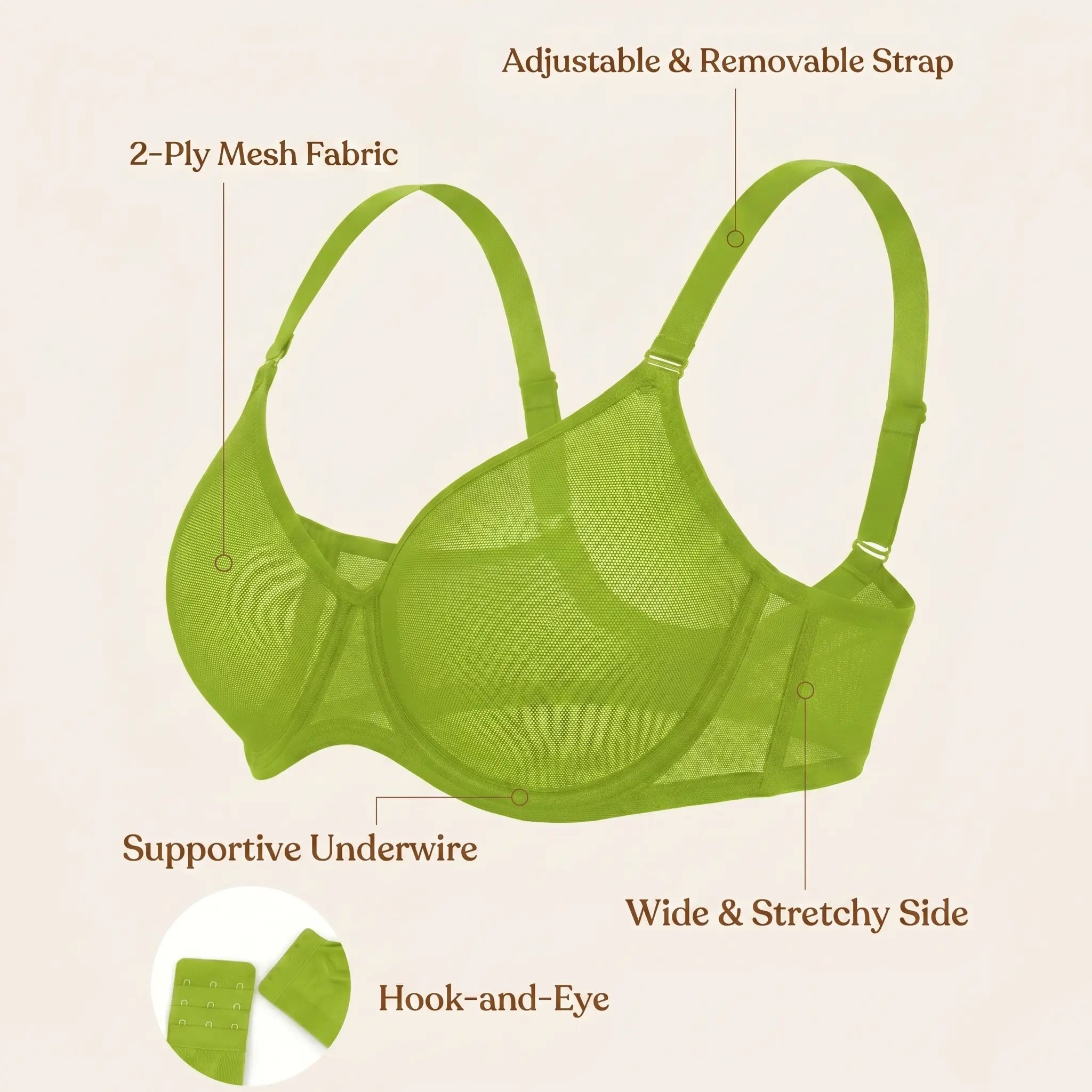 🎉 2nd 50% OFF 🎉Plus Size Air Light Sheer Mesh Minimizer Bra