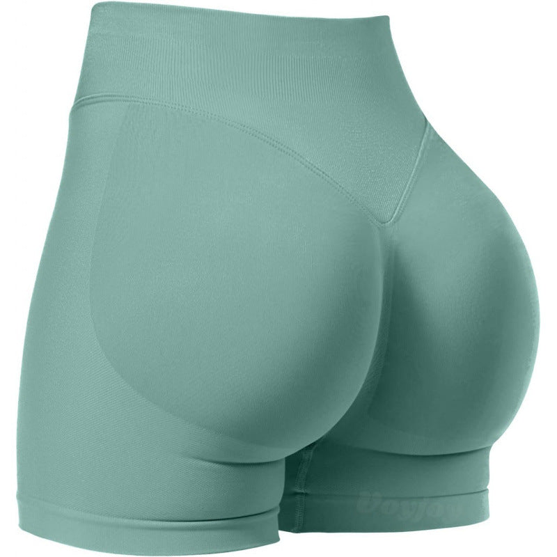 Seamless sports yoga shorts high waist hip lift