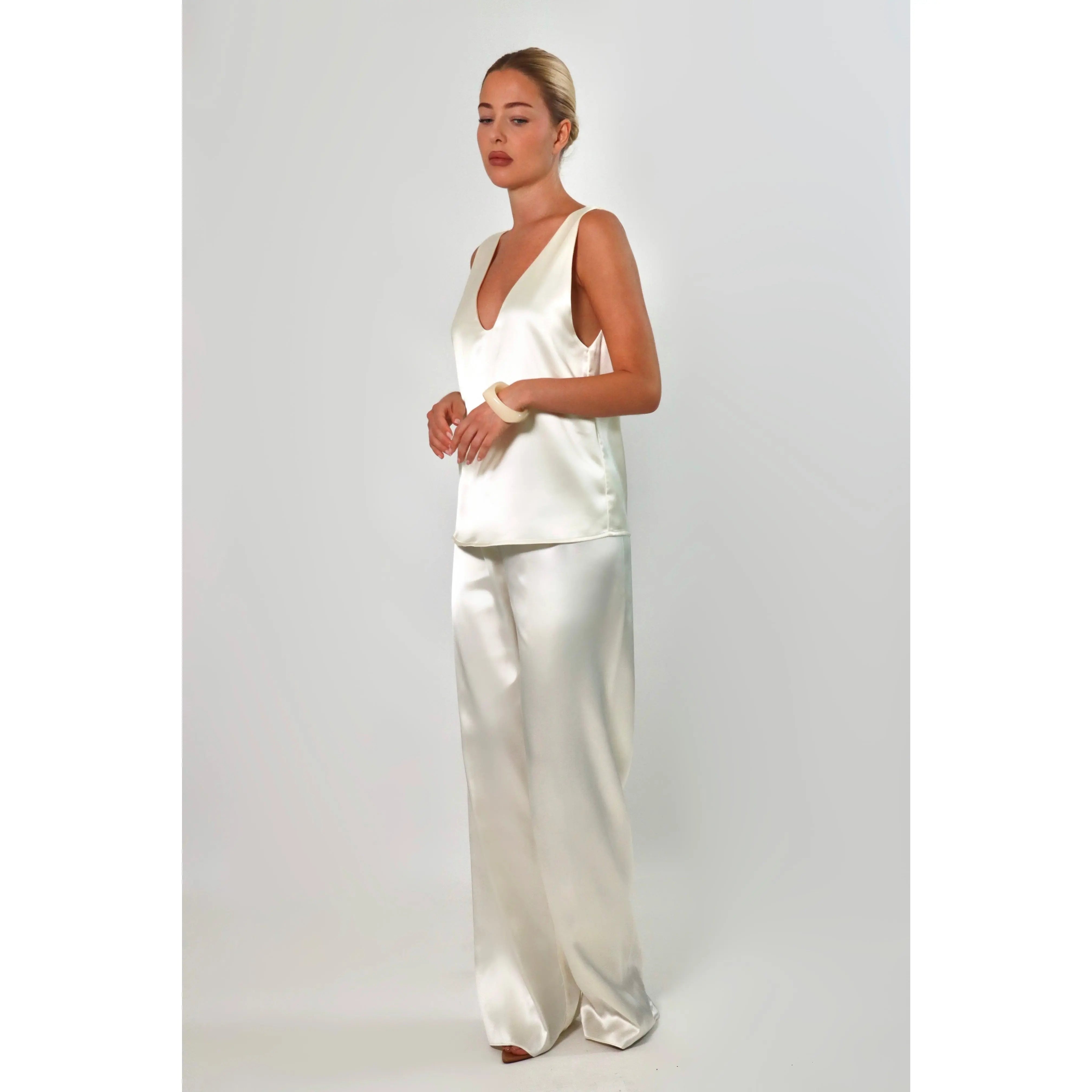 Women’s Deep V Neck Satin Tank Top