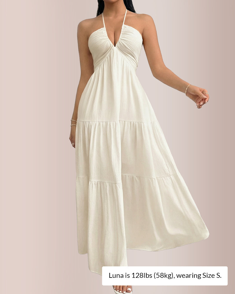 Halter Neck Tiered Maxi Dress