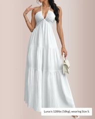 Halter Neck Tiered Maxi Dress