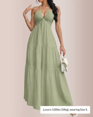 Halter Neck Tiered Maxi Dress