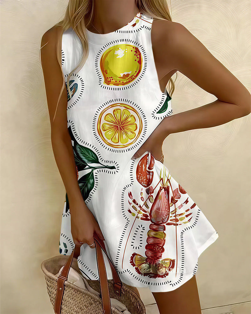 Summer Printed Sleeveless Beach Dress